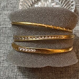 Trio of Gold Bracelets-Open Half-Bangle MAKE ME AN OFFER!